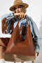 Tan Women's Large Size Printed Detailed Bag Shoulder Bag and Handbag - 7