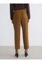 Brown Loose Fit Women's Pleated Trousers with Belt at Waist - 4