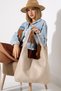 Beige Women's Large Size Bag with Print Detail Shoulder Bag and Handbag