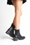 Women's Genuine Leather Black Boots – Zippered, Thick Heeled, Handmade - 5
