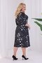 Women's Black Asymmetrical Polka Dot Pattern Double-Breasted Neck Elastic Waist Plus Size Dress - 6