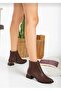 Brown Galvanized 4 cm Heel Flat Stylish and Comfortable Women's Boots K400
