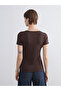 Brown V-Neck Plain Women's T-Shirt - 4