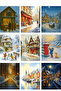 9 Different Glitter Postcard Set New Year Landscape Nostalgia Red Mailbox Model -1 - 2