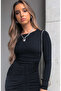 Women's Long Sleeve Crew Neck Front Gathered Camisole Dress - 2
