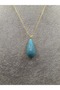 Gold Color Teardrop Model Turquoise Natural Stone Necklace