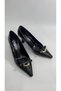Women's Black Patent Leather Buckle Pointed Toe Thin Heeled Classic Shoes Stylish Elegant Style
