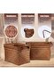 SKY-TOUCH 4pack Rectangular Rattan Storage Basket with Handle,Strong and Durable Hand-Woven Rattan Basket for Organizing,Storage and Organizer Baskets,38 28 24cm, Coffee Color - 7