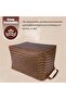 SKY-TOUCH 4pack Rectangular Rattan Storage Basket with Handle,Strong and Durable Hand-Woven Rattan Basket for Organizing,Storage and Organizer Baskets,38 28 24cm, Coffee Color - 6