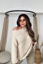 Asymmetrical Collar Detail Soft Sweater Stone - 2