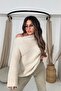Asymmetrical Collar Detail Soft Sweater Stone