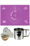 Purple 45x65 Cm Silicone Dough Rolling Mat, Steel Flour Sieve and Dough Proofing Bag 8 pcs.