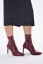 Burgundy Skin Stretch 8.5 cm Thin Heel Pointed Toe Women's Zipper Boots - 8