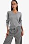 Relax Fit V Neck Knitwear Light Gray Women's Sweater C4024Ax/Gr456 - 4