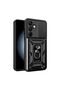 Samsung Galaxy A27 Compatible Tank Case with Ring Stand Extra Protection Armored Outdoor Cover - Black