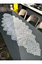 Rose 5 Piece Gray Velvet French Laced Living Room Set, Table Cloth, Lacy Tablecloth, Runner Set - 2