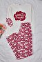 Burgundy Cotton Blend Galaxy Patterned Slogan Sleep Band Knitted Pajamas Set Thmaw25Pt00223 - 5