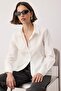 White Button Detailed Adjustable 100% Cotton Poplin Shirt Twoaw26Go00101 - 6