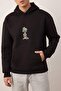 Siyah Yeni Oversize/Geniş Kesim Nakışlı Kalın İçi Polarlı Sweatshirt TMNAW26SW00032 - 3