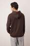 Koyu Kahverengi Oversize/Geniş Kesim Kapüşonlu İçi Polar/Sıcak Tutan Sweatshirt TMNAW23SW00195 - 4