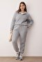Grey Melange Polo Neck Rubber Cuffs Knitted Tracksuit Set Plus Size Tracksuit Set Tbbaw24Ts00001