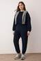 Navy Blue Relaxed/Comfortable Fit Towel Knitted Large Size Tracksuit Set Tbbaw26Ts00000