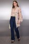 Ecru Floral Tie-Neck V-Neck Chiffon Sheer Woven Plus Size Blouse TBBAW26AF00070 - 2