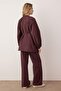 Burgundy Buckle Detailed Oversize Modal Fabric Woven Bottom - Top Set Tctaw26Us00058 - 5