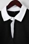 Black New Oversize/Wide Cut Embroidery Detailed Thick Polo Neck Sweatshirt Tmnaw26Sw00027 - 7