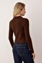 Wardrobe Essentials Kahverengi Yumuşak Dokulu Crop Fermuarlı Triko Hırka | TWOAW26HI00177 - 4