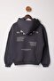 Antrasit Kalın İçi Polarlı Kapüşonlu Slogan Baskılı Boxy Fit Örme Sweatshirt TWOAW26SW00217 - 8