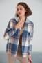 Women's Patterned Colorful Lumberjack Oversized Loose and Wide Fit Casual Double Hooded Jacket Shirt - 3