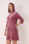 Women's Cotton Hooded Velvet Winter Dress / Dusty Rose 3600 - 7