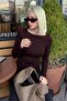 Bitter Brown Boat Neck Long Sleeve Bodysuit Sh322 - 7