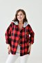 Women's Patterned Colorful Lumberjack Oversized Loose and Wide Fit Casual Double Hooded Jacket Shirt