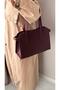 Suede Burgundy Wide Handle Bag with Puppies - 8