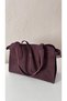 Suede Burgundy Wide Handle Bag with Puppies - 3