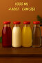 4 Pieces 1 Liter Transparent Jug Milk, Buttermilk, Water, Lemonade, Soft Drink Bottle Plastic Lid Glass Bottle - 3