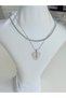 Steel Zircon Stone Opened Angel Heart Detailed Double Chain Women's Necklace |   Stylish Design Gift Necklace.