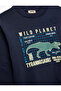 Dinosaur Printed Raised Long Sleeve Crew Neck Sweatshirt - 3