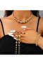 Gold Color Tone Pearl Bead Jewelry Set 5 Pieces - 4