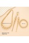 Gold Color Tone Pearl Bead Jewelry Set 5 Pieces - 2