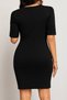 Women's Short Sleeve Pleated Round Neck Crepe Fabric Dress - 8