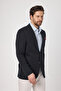 Jasino Svr Men's Navy Blue Cotton Lycra Slim Fit Knitted Stretchy Pointed Collar Casual Blazer Jacket - 6