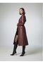 Women's Belted Lined Pocketed Long Leather Trench Coat - 6