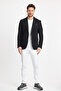 Marcio Men's Black Cotton Blended Stretching Fabric Mono Collar Slim Fit Sports Blazer Jacket - 2