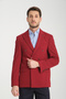 Baselna Krv Men's Red Double Breasted 6 Pieces Metal Button 4 Seasons Blazer Jacket - 7
