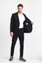 Jasino Men's Black Cotton Lycra Slim Fit Knitted Stretching Mono Collar Blazer Jacket - 6