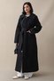 Belted Black Coat with Hidden Placket