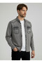 Men's Shirt Slim Fit Gray Washed Men's Denim Shirt - 5